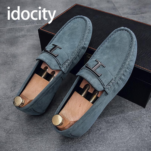 豆豆鞋男2025春季新款懒人休闲鞋磨砂皮鞋软底透气时尚潮流套脚鞋 - 图2