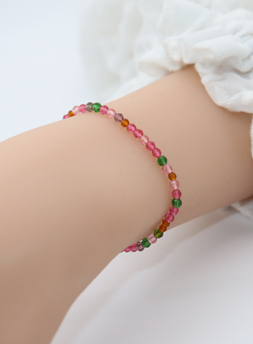正品碧玺彩色爆闪手链女款礼物
