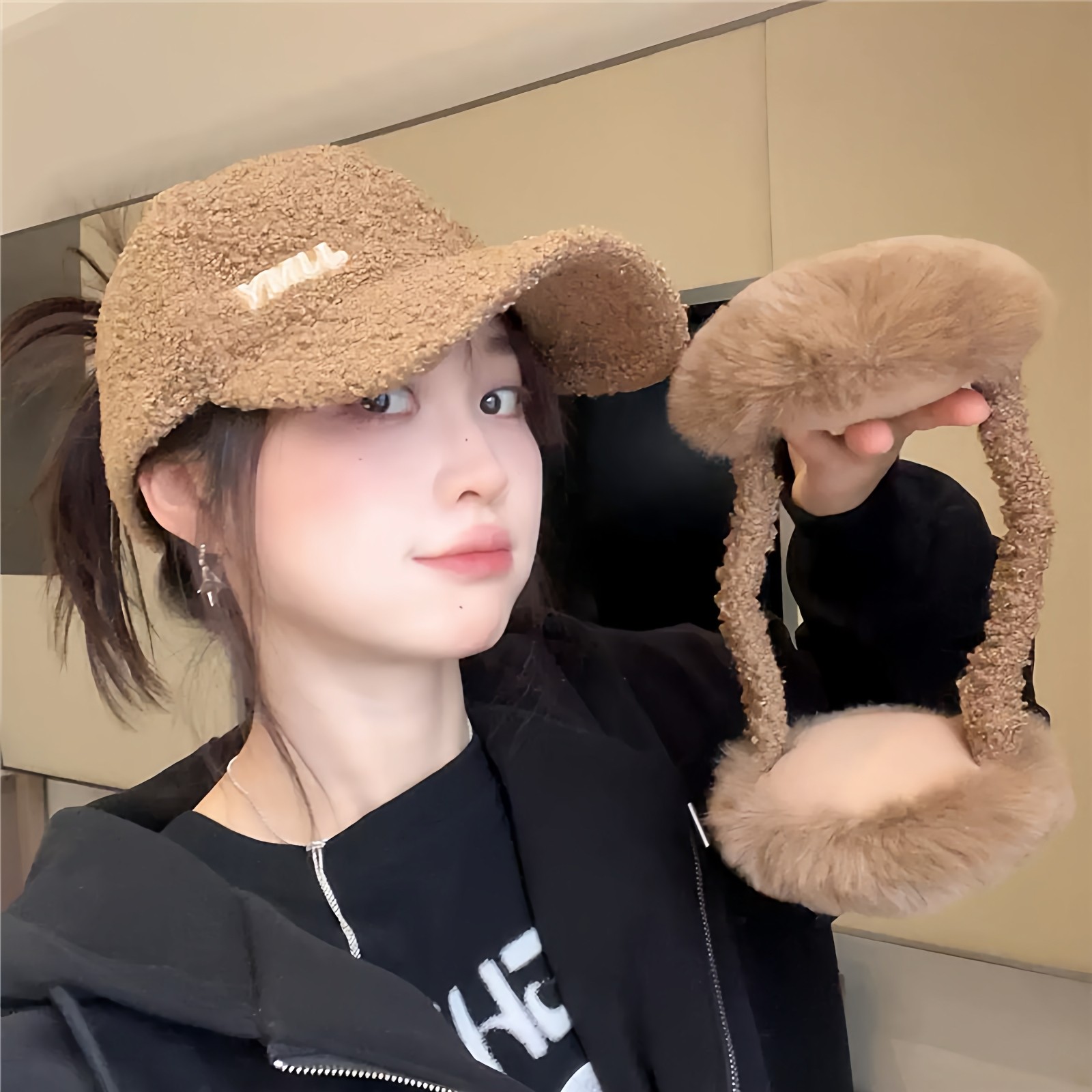 可拆卸鸭舌护耳帽韩国加绒保暖秋冬羊毛运动帽子高尔夫球帽女用品,淘宝优惠券,粉丝福利购,淘宝优惠卷