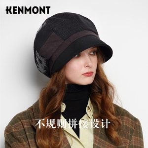 Kenmont卡蒙新款贝雷帽女秋冬帽子鸭舌八角帽时尚呢子帽百搭潮牌