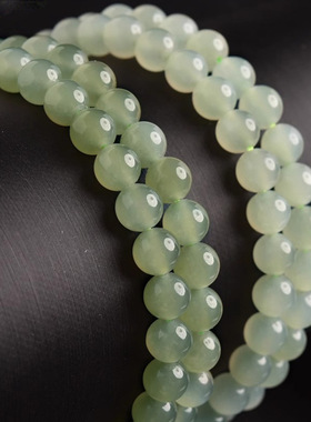 天然和田玉高冰晴水三圈手串女