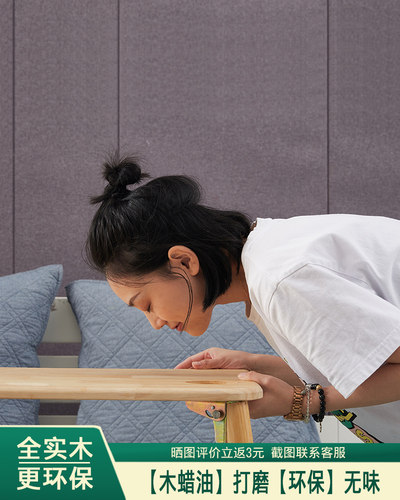 纯实木床上折叠桌懒人桌学习小桌子书桌榻榻米桌飘窗书桌炕桌大号 - 图2