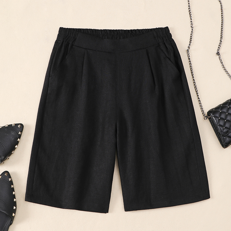 亚麻五分裤女夏宽松新款棉麻短裤 斐娜服饰休闲裤