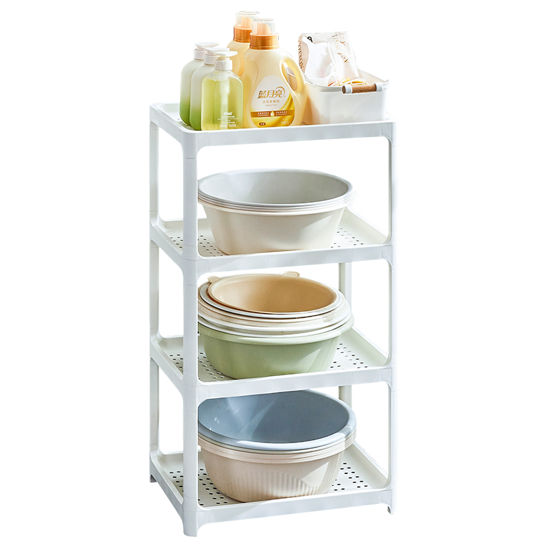 浴室脸盆架塑料卫生间阳台洗衣机放水桶收纳置物架宿舍多层落地式 - 图3