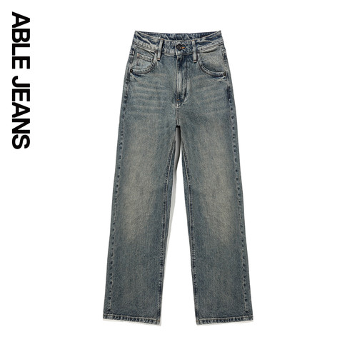 ABLE JEANS【拖地裤】春秋新款女士复古潮流宽松直筒阔腿牛仔裤 - 图2