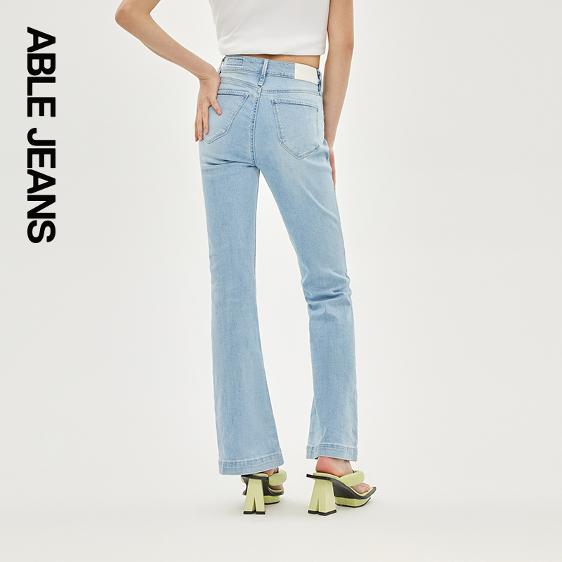 ABLE JEANS【冰爽马蹄裤】女士高腰微喇显瘦微喇凉感功能牛仔裤 - 图1