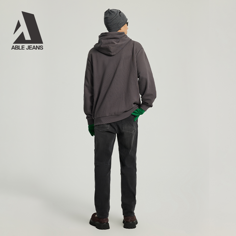 ABLE JEANS【直筒滑板裤】男士宽松复古洗水加绒厚款直筒牛仔裤冬