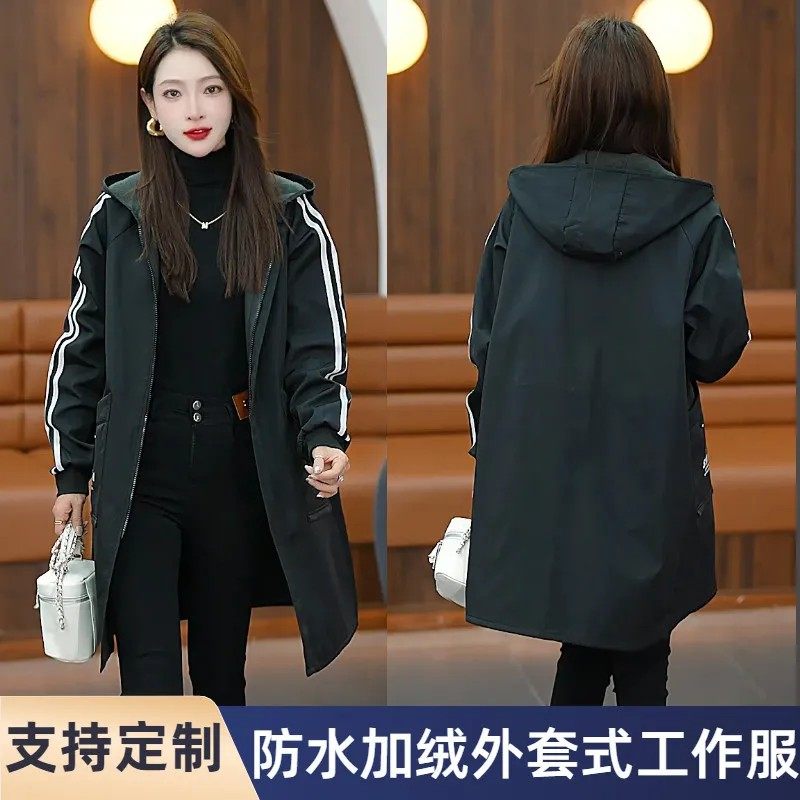 秋冬防水加绒罩衣女大人防风耐脏外穿工作服厨房长袖时尚洋气围裙,淘宝优惠券,粉丝福利购,淘宝优惠卷