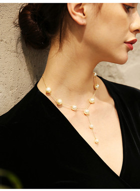短款仿珍珠韩国锁骨链