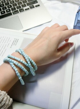 欧美风薄荷色小方块手链