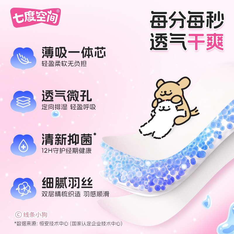【惊喜新势力周】七度空间极薄透气卫生巾4组99.8姨妈巾日夜组合