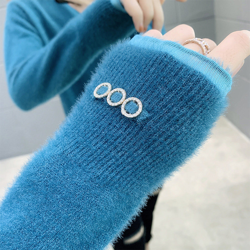 半高领宽松套头2020秋冬仿貂绒毛衣 雪薇格毛针织衫