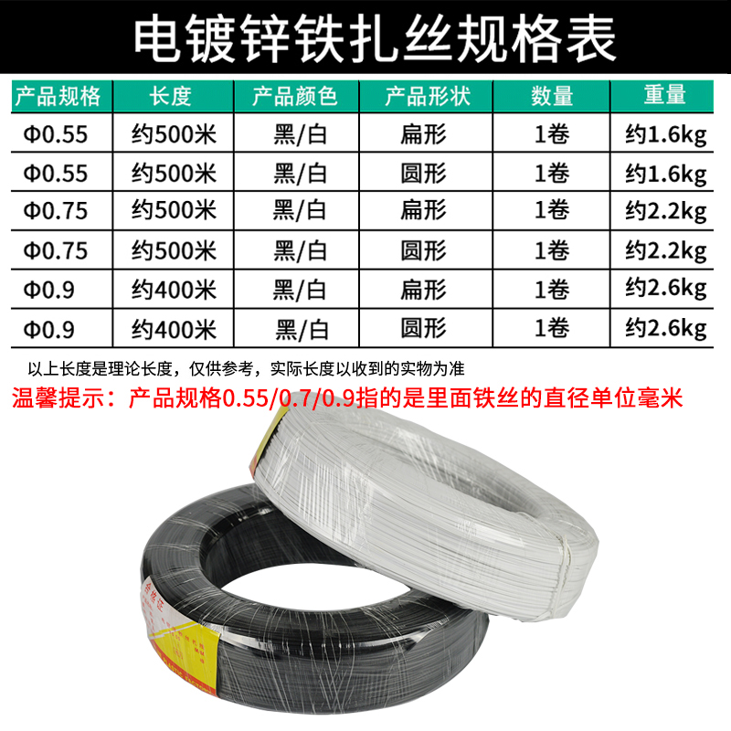 电镀锌铁扎丝0.55/0.75/0.9包塑铁丝扎线扎带绑丝园林捆绳扁500米 - 图3