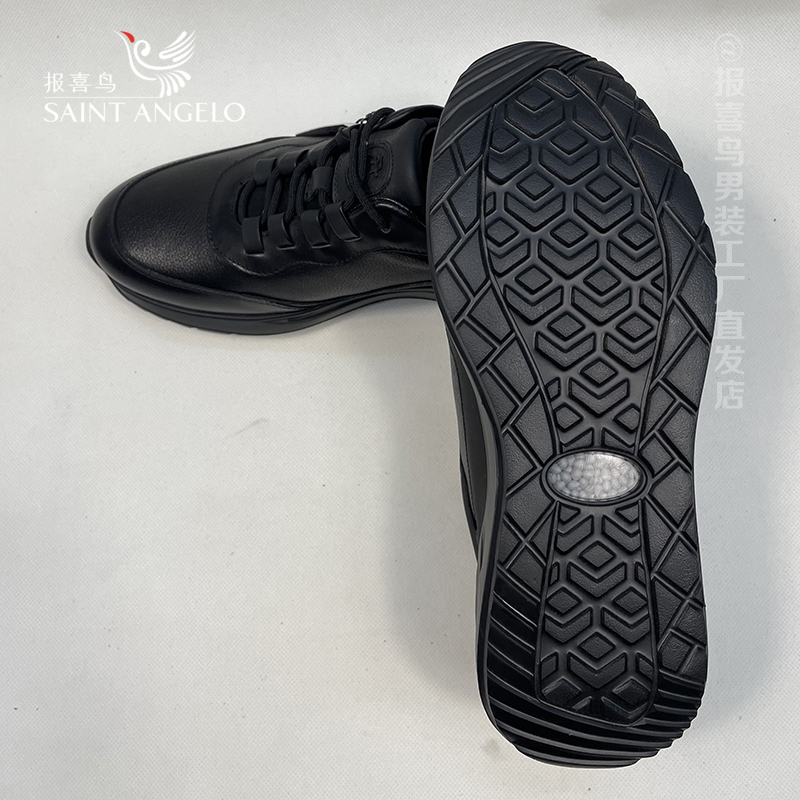 报喜鸟男鞋正品运动休闲黑色百搭户外轻便商场同款真皮男士皮鞋 - 图1