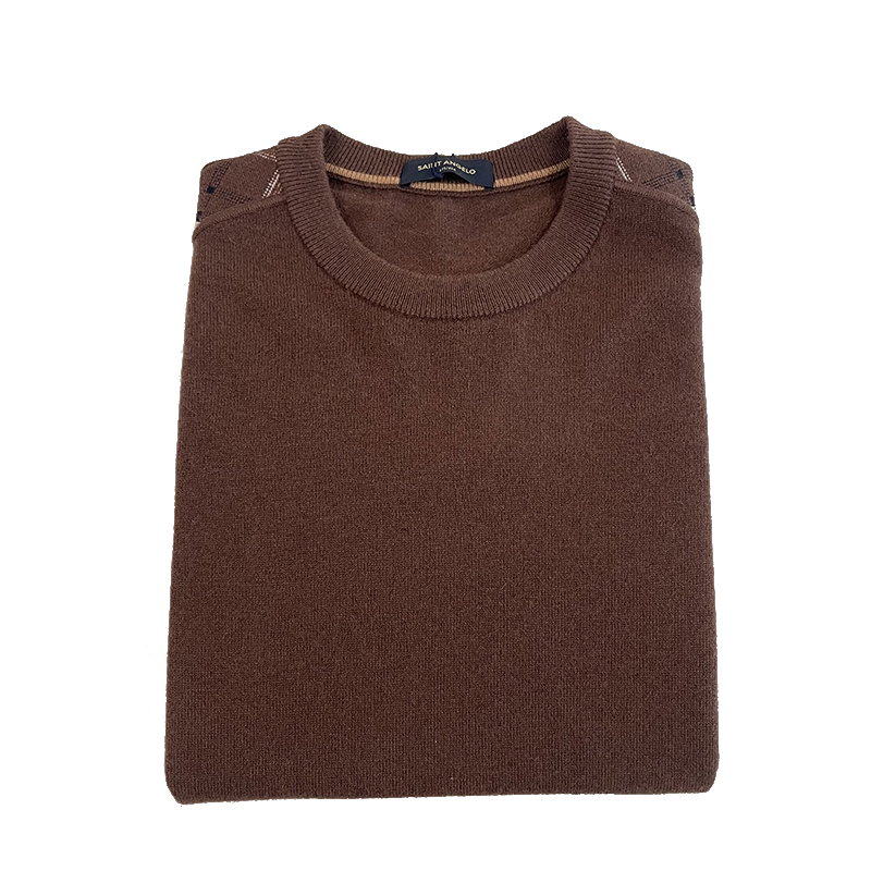 山羊绒衫男报喜鸟咖色毛衣圆领针织衫男士羊毛衫男款高端男装上衣