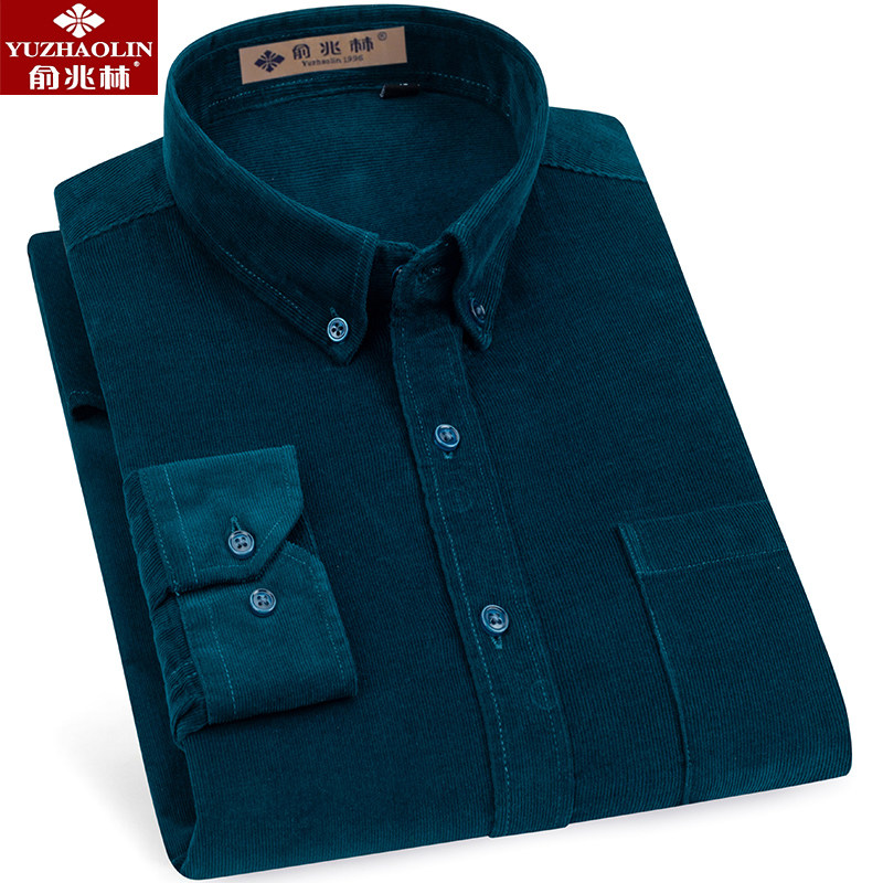 俞兆林灯芯绒长袖2020秋季纯棉衬衫 桔都服饰衬衫