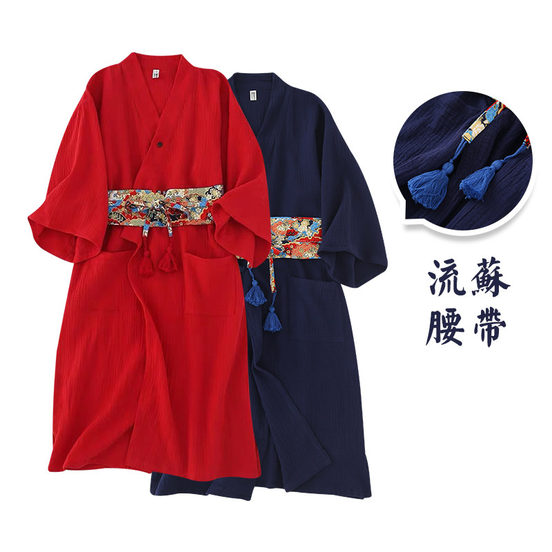 红色日式复古睡裙女浴衣夏薄款晨袍 fanduo梵朵睡衣/家居服套装