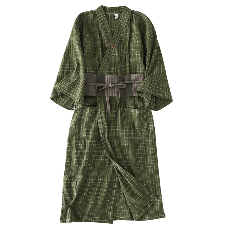 纯棉汉服条纹复古绿色睡裙春夏睡袍 fanduo梵朵睡衣/家居服套装