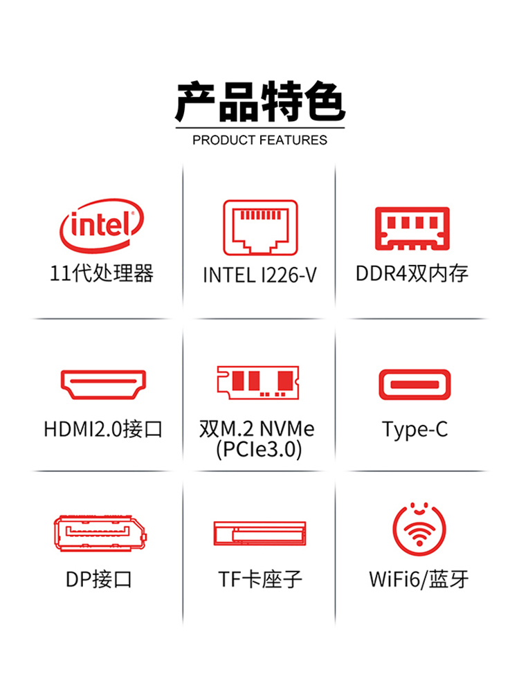 兮克软路由4口2.5G网口Intel N5105/N100主控芯片4核心迷你主机8G/16G内存 128G固态硬盘-图2