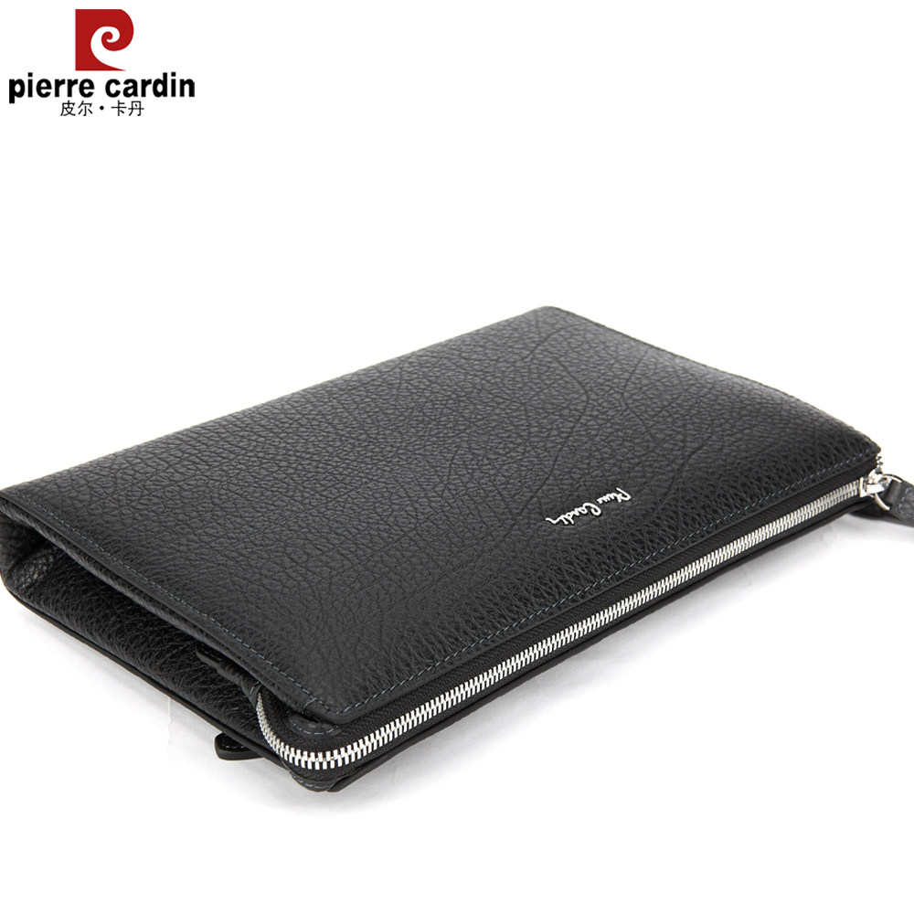 皮尔卡丹男商务头层牛皮休闲手拿包 麦带箱包男士包袋