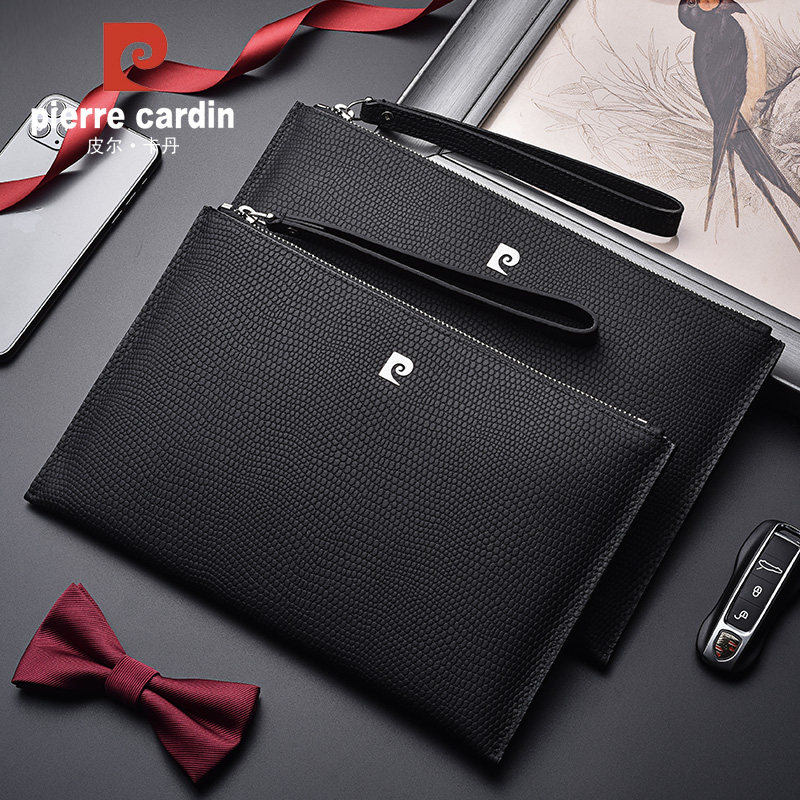 皮尔卡丹男新款真皮信封包手拿包 麦带箱包男士包袋
