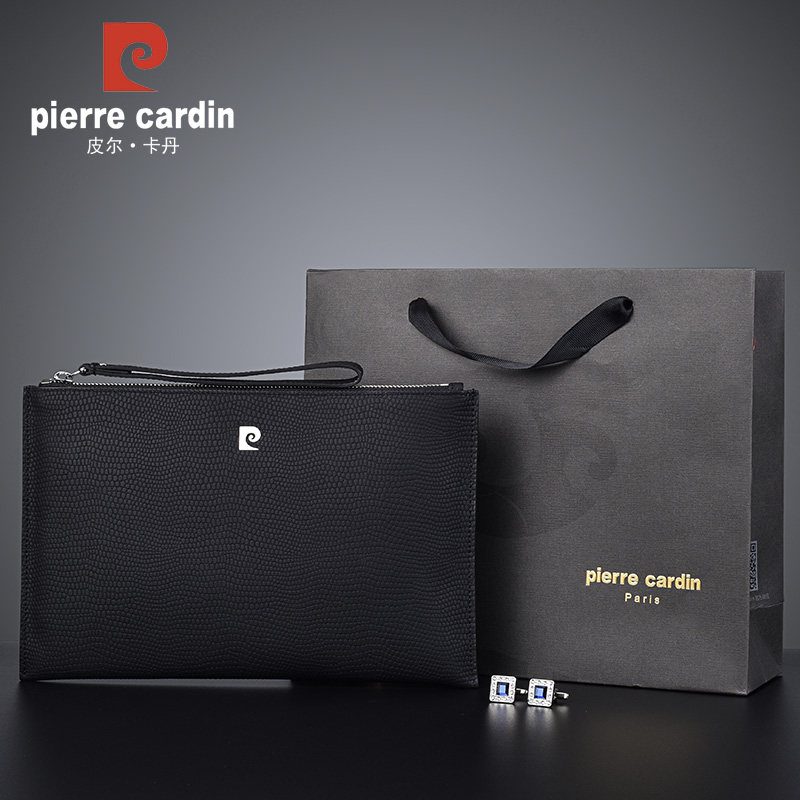 皮尔卡丹男新款真皮信封包手拿包 麦带箱包男士包袋