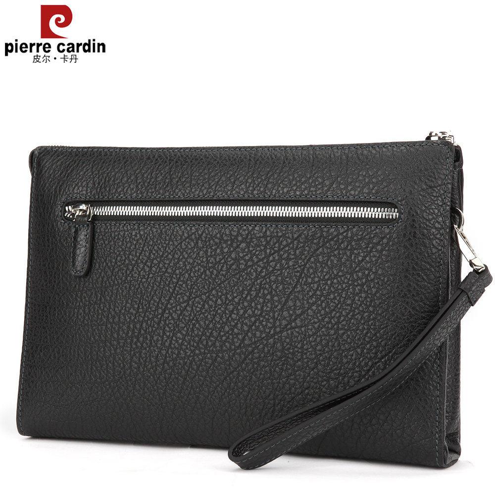 皮尔卡丹男商务头层牛皮休闲手拿包 麦带箱包男士包袋