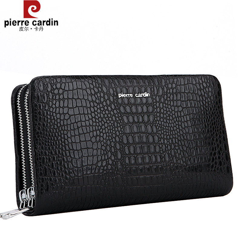 皮尔卡丹男士羊皮真皮手拿包男包 麦带箱包男士包袋