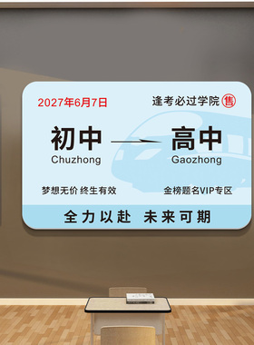 创意火车票高三班级文化墙贴培训班机构中高考教室墙面装饰黑板报