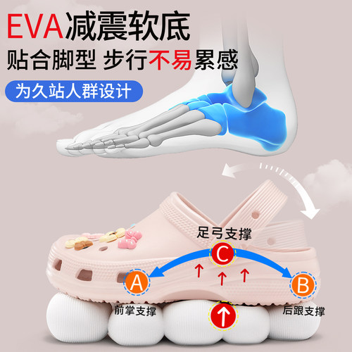 利达妮孕妇防滑洞洞鞋女款2026新款夏季外穿有足弓防臭沙滩凉拖鞋 - 图2