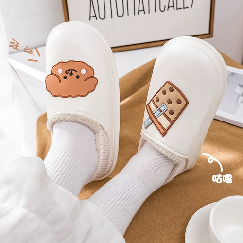 Мультяшные тапочки, зимняя нескользящая обувь для влюбленных, удерживающие тепло туфли на платформе