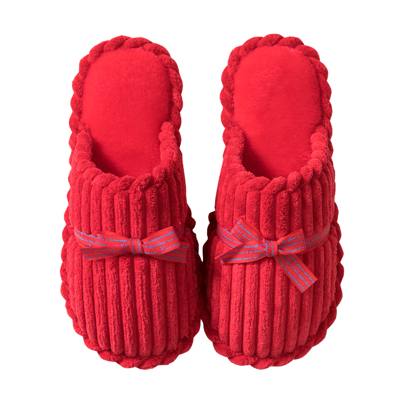tzldn旗舰店买一送一结婚拖鞋红色一对婚庆喜庆新娘家用室内情侣棉拖鞋女秋冬0