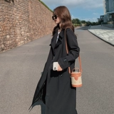 Длинный плащ, весенняя черная модная куртка, средней длины, коллекция 2023, в корейском стиле, в британском стиле