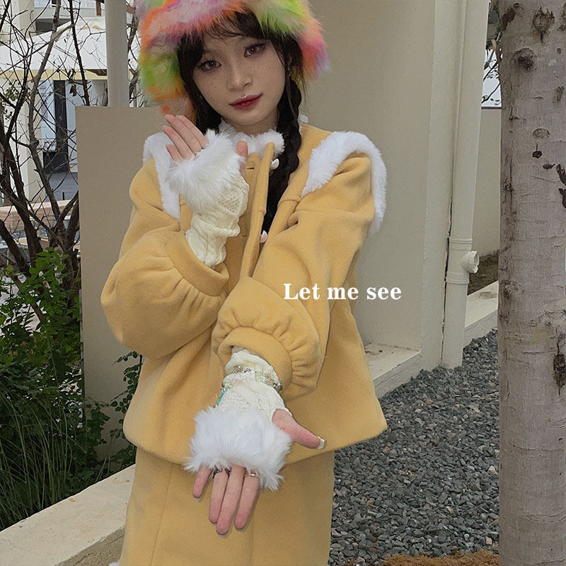 LET ME SEE毛毛半指手套Y2K辣妹纯色针织袖套冬季保暖个性潮搭,淘宝优惠券,粉丝福利购,淘宝优惠卷