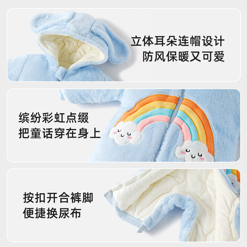 女超萌婴儿连体衣棉衣服秋冬装加厚保暖外出抱衣宝宝冬季棉袄套装 - 图2