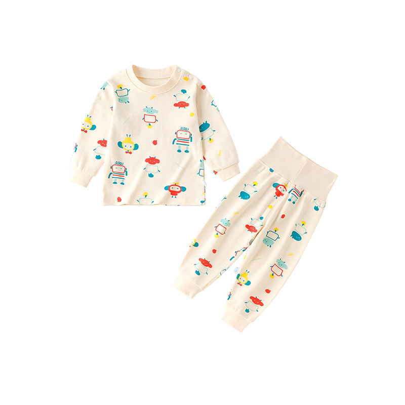 Baby autumn and winter pure cotton quilted thermal underwear set