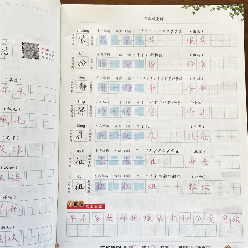 五品轩三步练字法三年级上册人教版部编版语文同步练字帖小学生钢笔专用入门楷书字帖硬笔课本每日一练初学者正楷写字本 - 图2