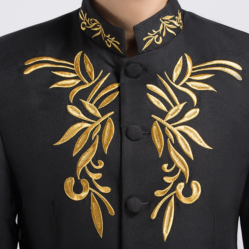 中山装男韩版中华立领中式演出服 绮婳民族服装