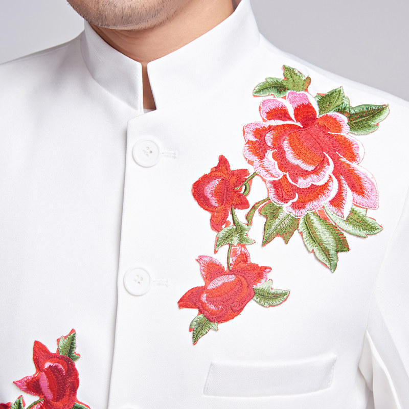 新款立领民族服装大合唱男表演服 绮婳民族服装