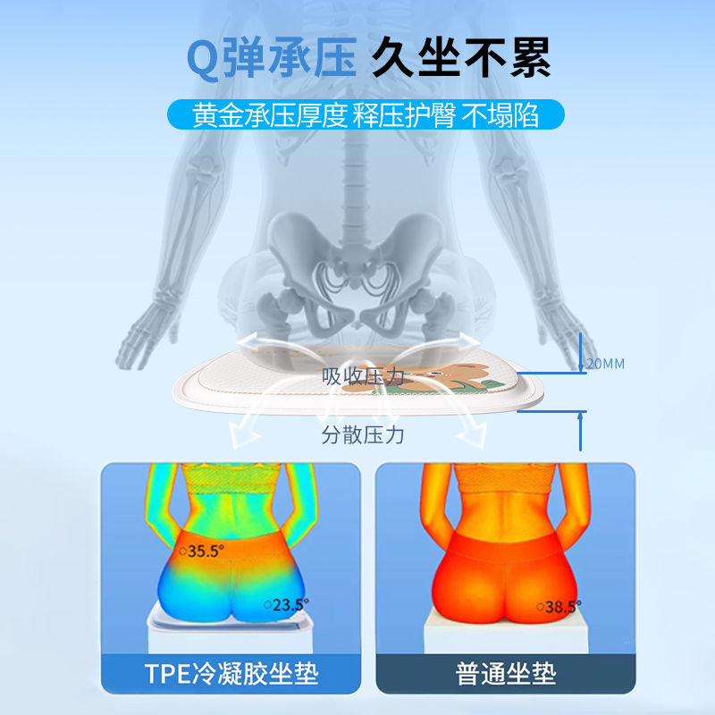 汽车坐垫夏季凉垫冰垫夏天车内垫子通风透气卡通蜂窝凝胶女士座垫