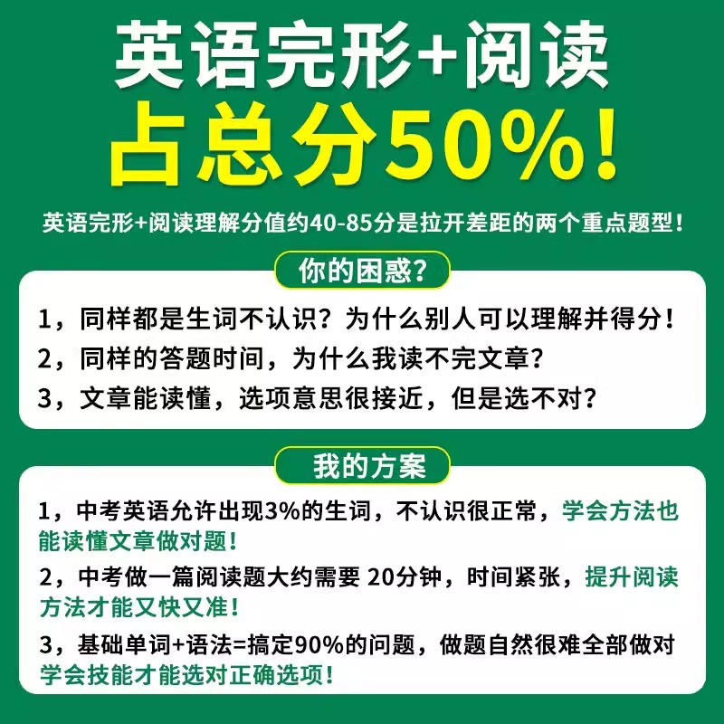 【2024版】一本初中英语阅读理解与完形填空英语听力专项训练七八九年级上册下册人教版初中数学初中计算计算题语文五合一专项训练-图2