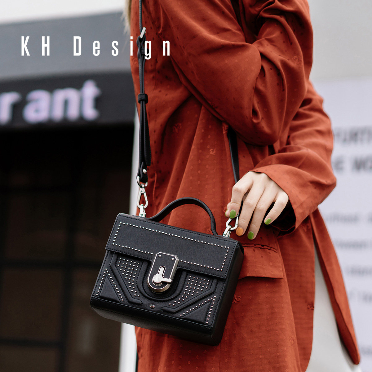 khdesign明治欧美风箱子方盒斜挎包 khdesign女士包袋