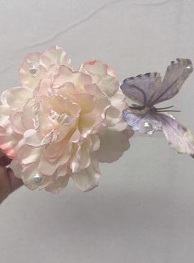 氛围感夏季度假风甜美仿真玉兰发夹发卡发饰边夹拍照海边头花簪花