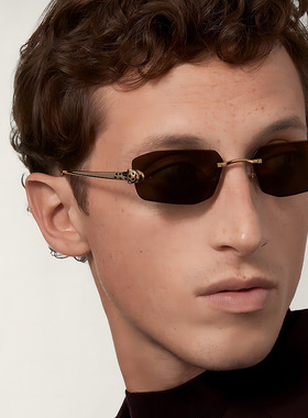 无框金属切边太阳镜男女同款