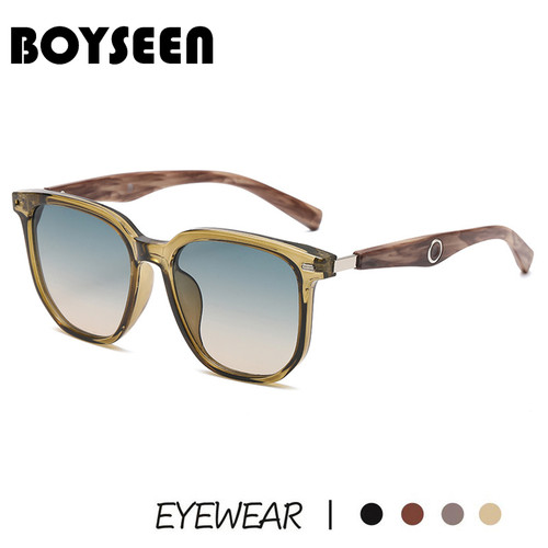 港风橄榄绿框墨镜男木纹镜腿渐变色太阳镜女防紫外线可配近视度数 - 图0