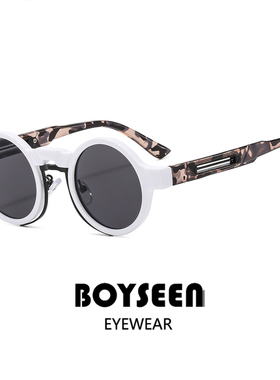 朋克复古机车太阳镜男可配度数欧美金属装饰圆形渐变墨镜防紫外线