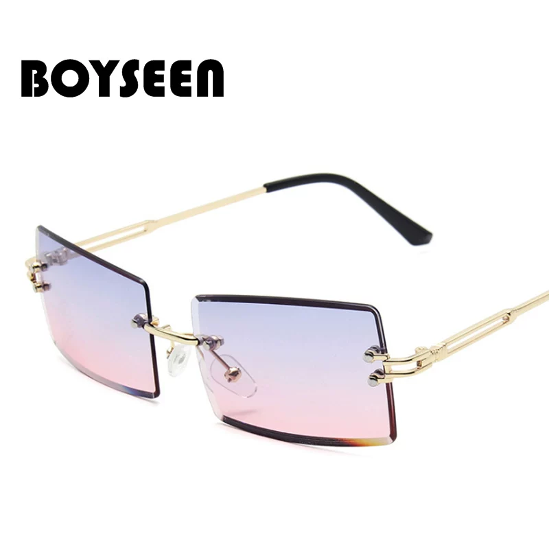 Новинки Boyseen: безрамчные острые грани солнцезащитные очки Ms. square, градиент, тренд улица, очки 16031