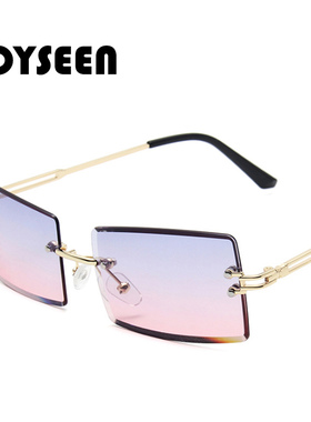 墨镜无框切边女士方形街拍太阳镜