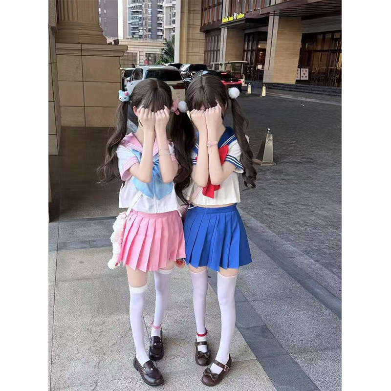 jk套装美少女JK战士2025夏季水手服制服学院衬衫上衣日系百褶裙 - 图2