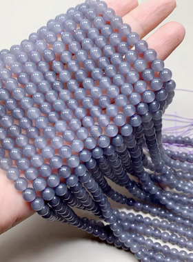 烟紫色玉髓半成品散珠子半成品 diy手链项链烟紫色珠子